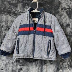 Casual Time Vintage Striped Kids Jacket with Red Accents